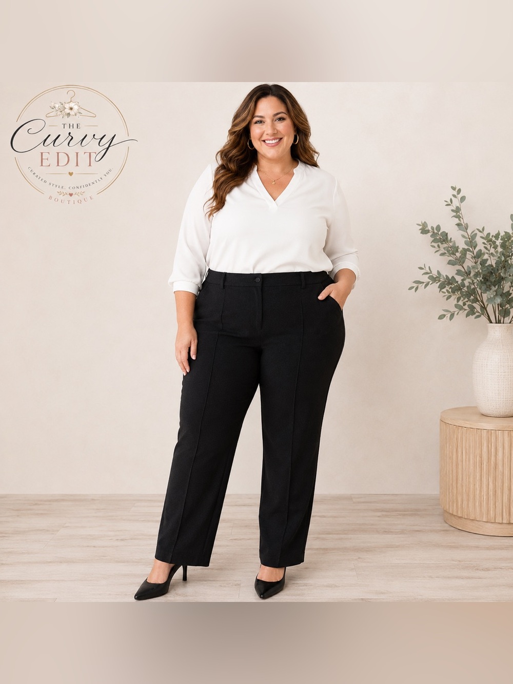 NWT Sag Harbor Black Dress Slacks Size 14 Classic Career Office Straight Leg